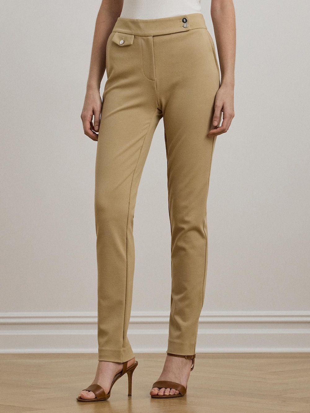 Lauren Ralph Lauren Slim Ankle Pants in Camel